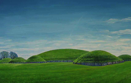 Knowth, view from NW. Brú na Boinne. County Meath.